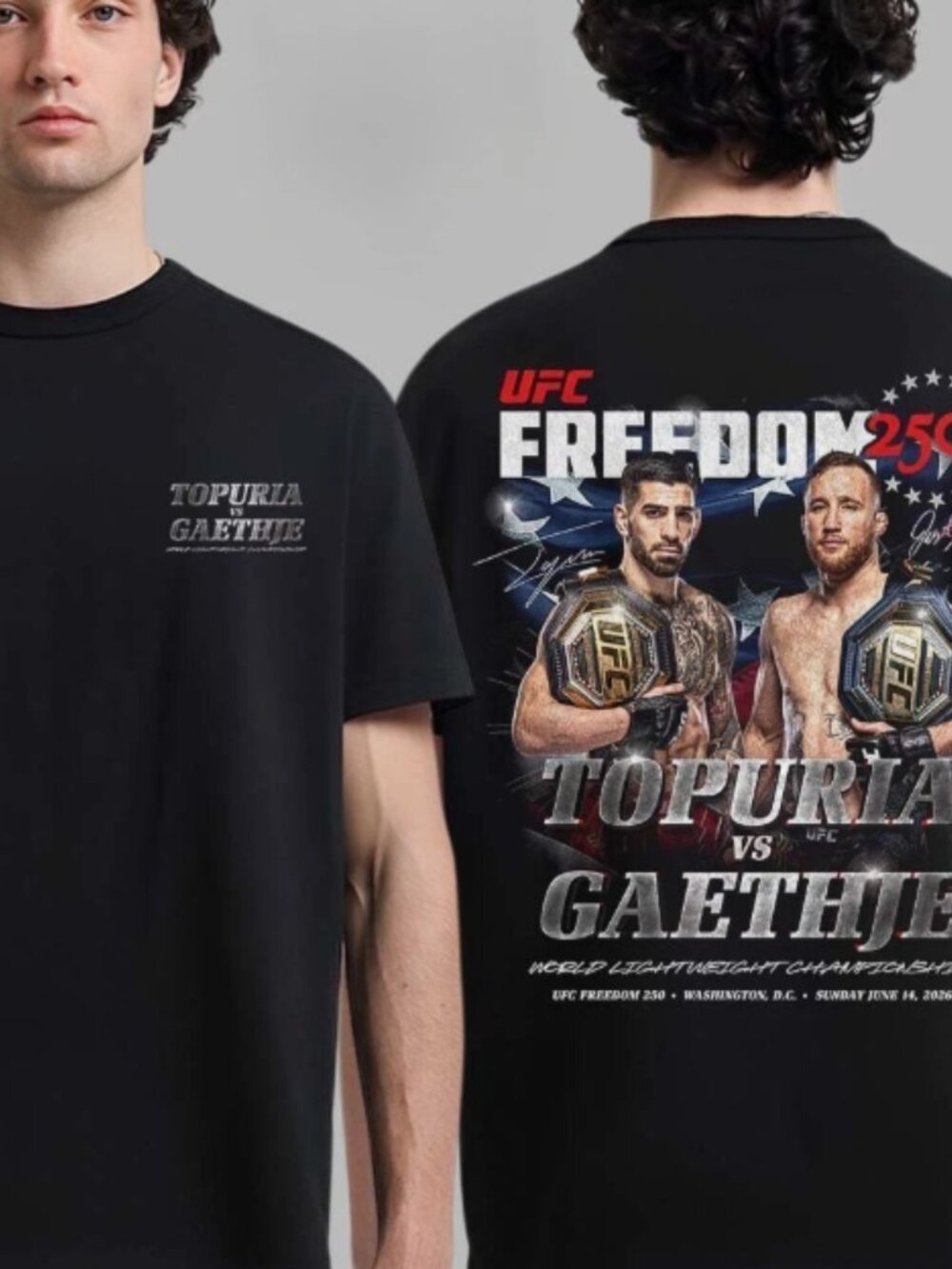 UFC Freedom 250 Topuria vs Gaethje 2026 Vintage Fight Night Tour Tee